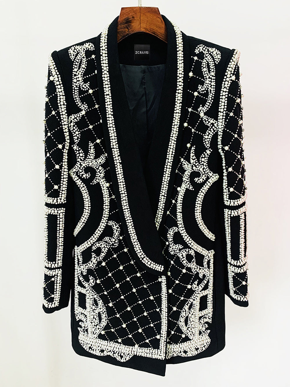 NAUTA Pearls Beaded Blazer Dress in Black