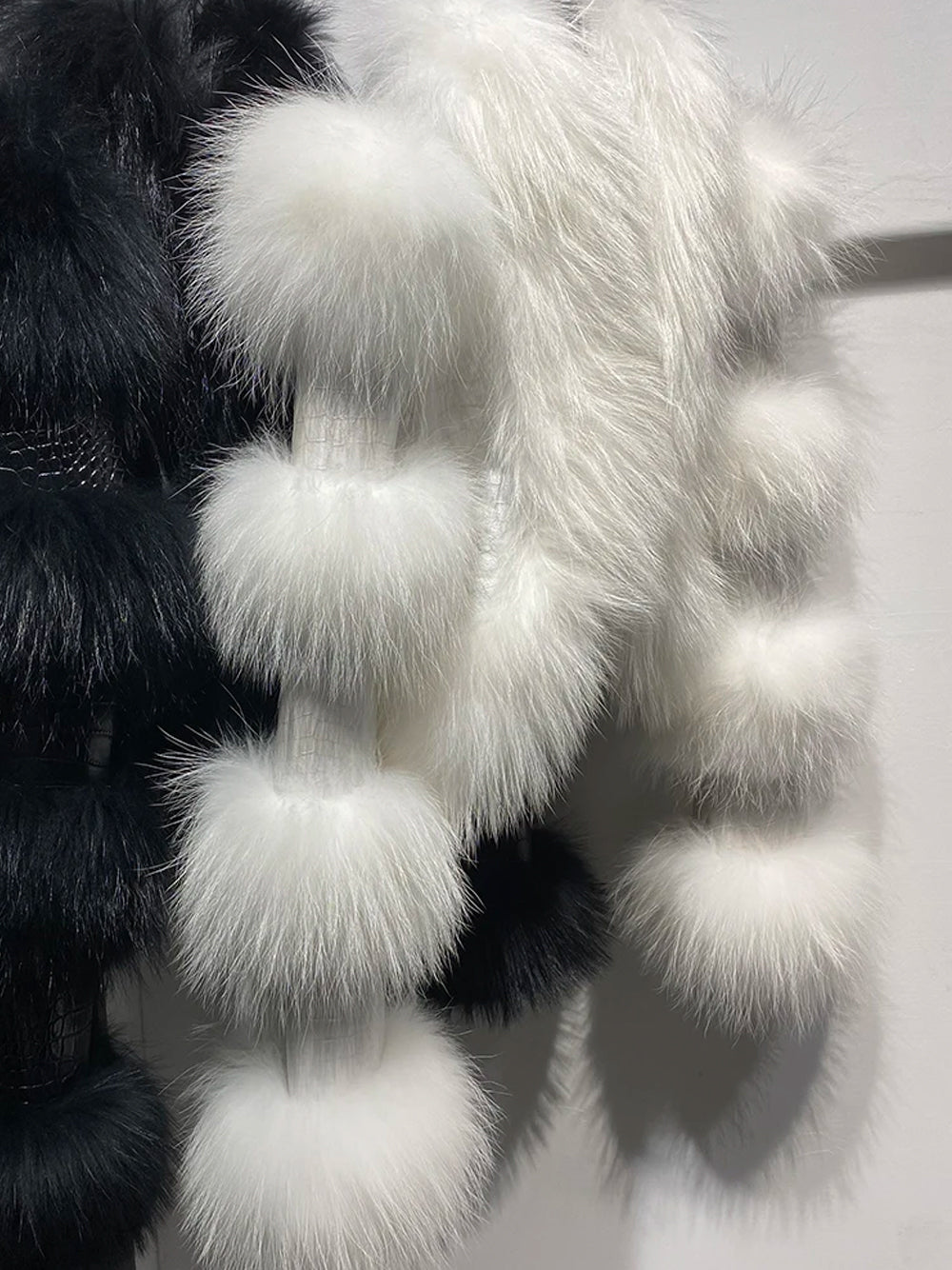 LITALY Fur Trim Leather Jacket in White 11