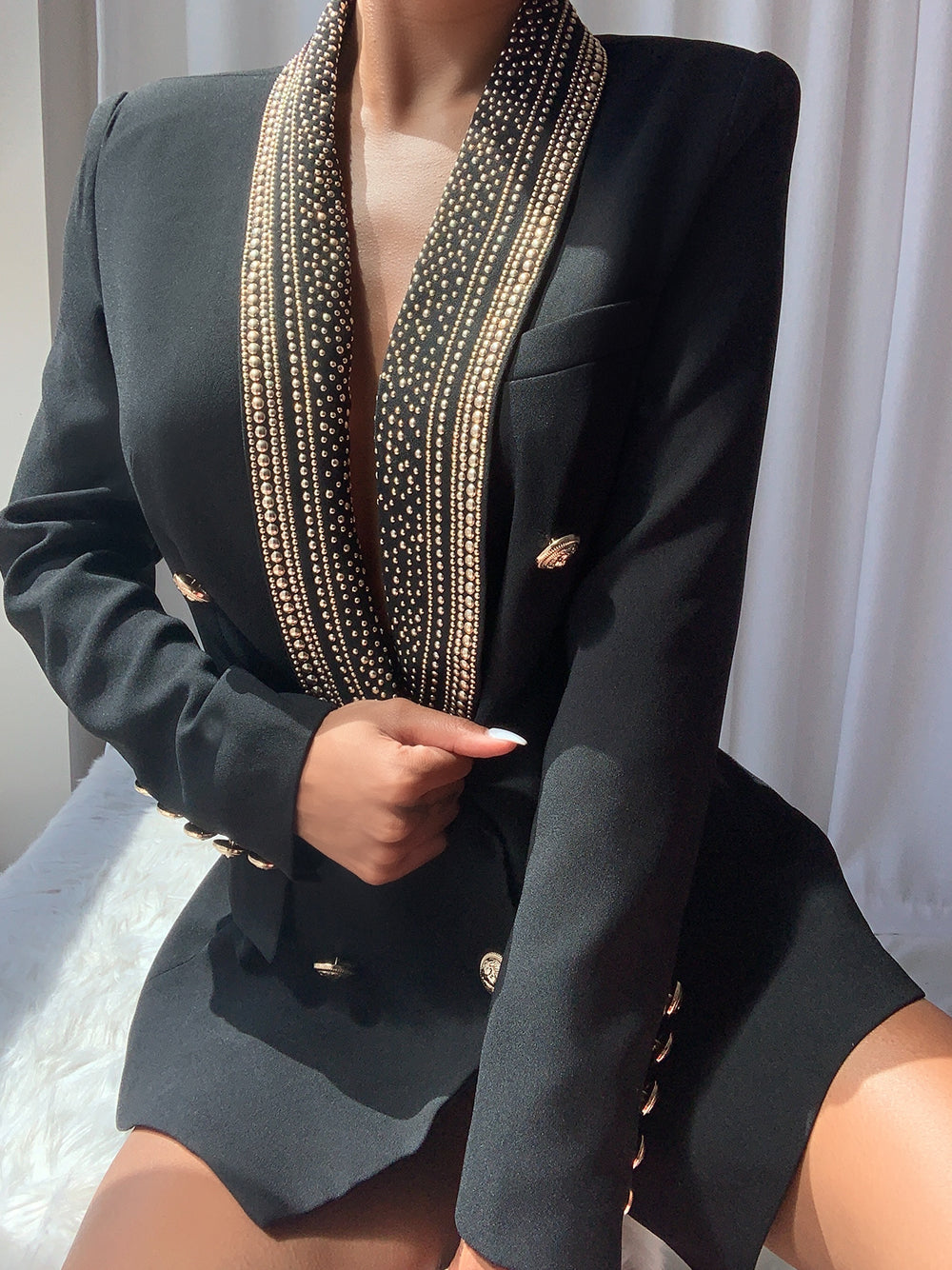 TUDY Double Breasted Long Blazer 3