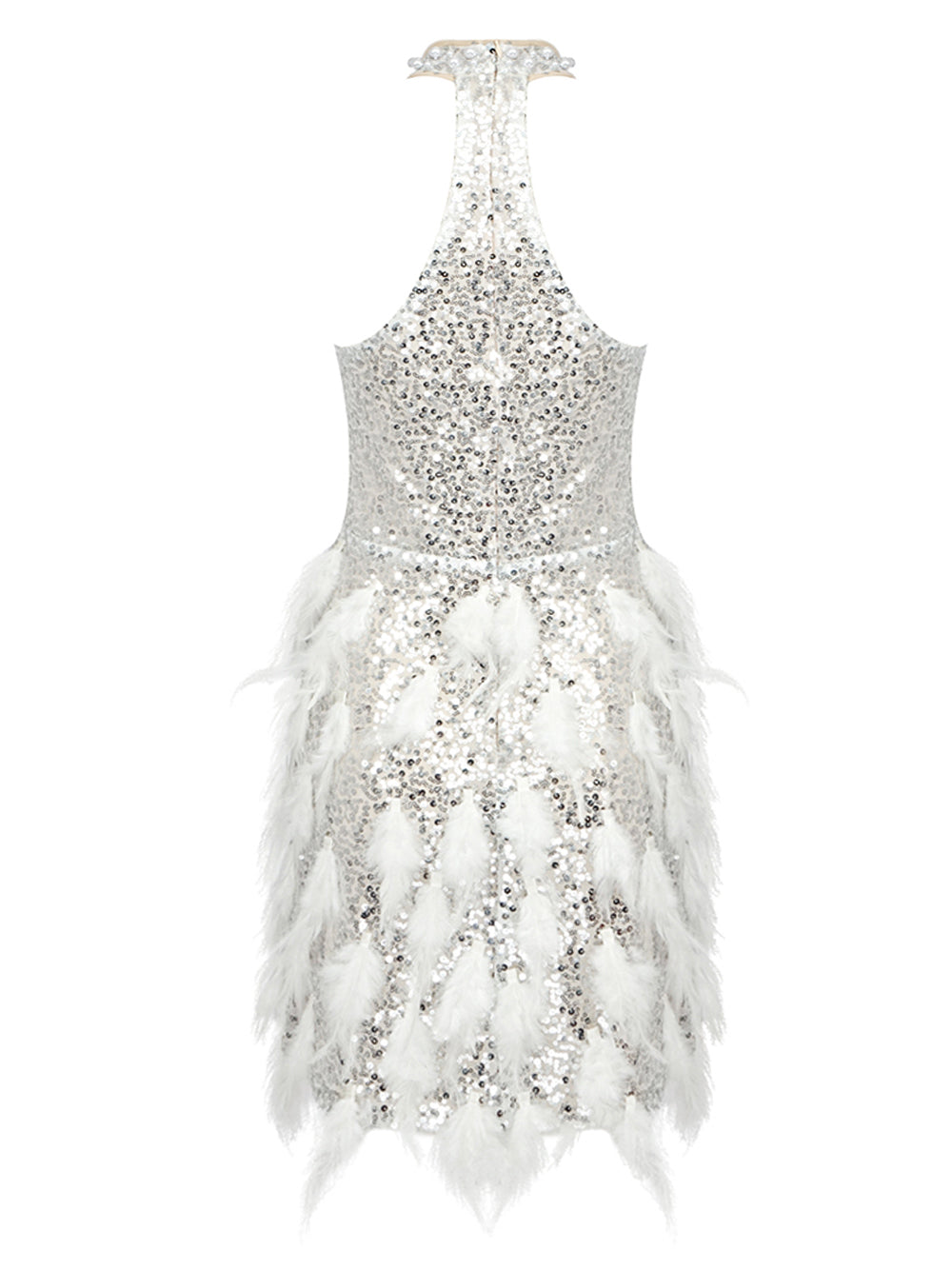 BETH Sequins & Feathers Mini Dress