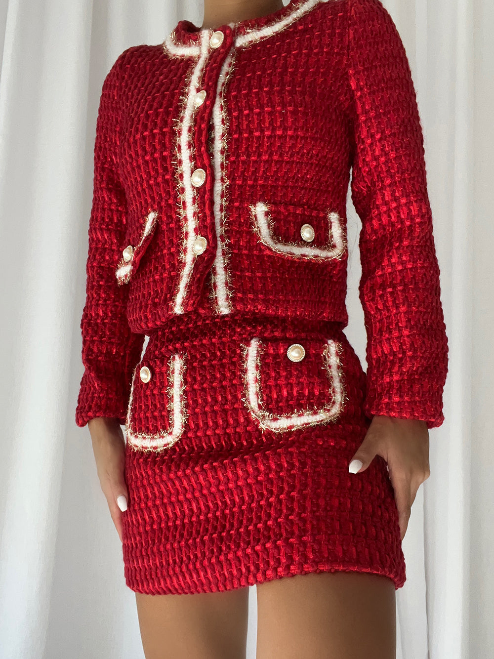 PERELLE Tweed Jacket + Mini Skirt 3