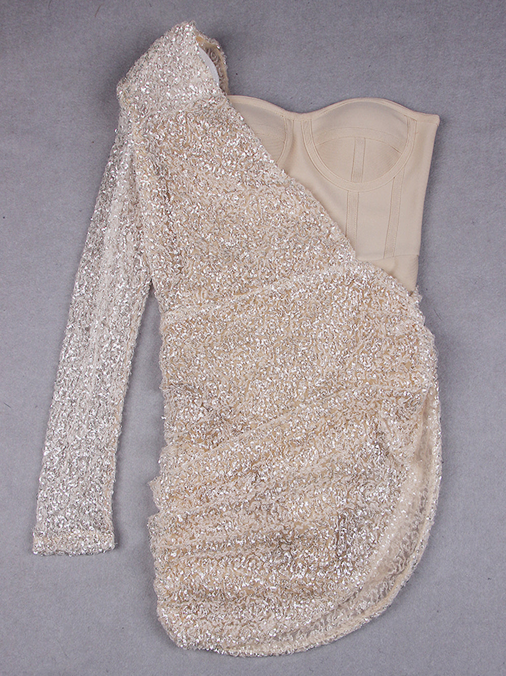 ETAME Sequins Mini Dress in Beige