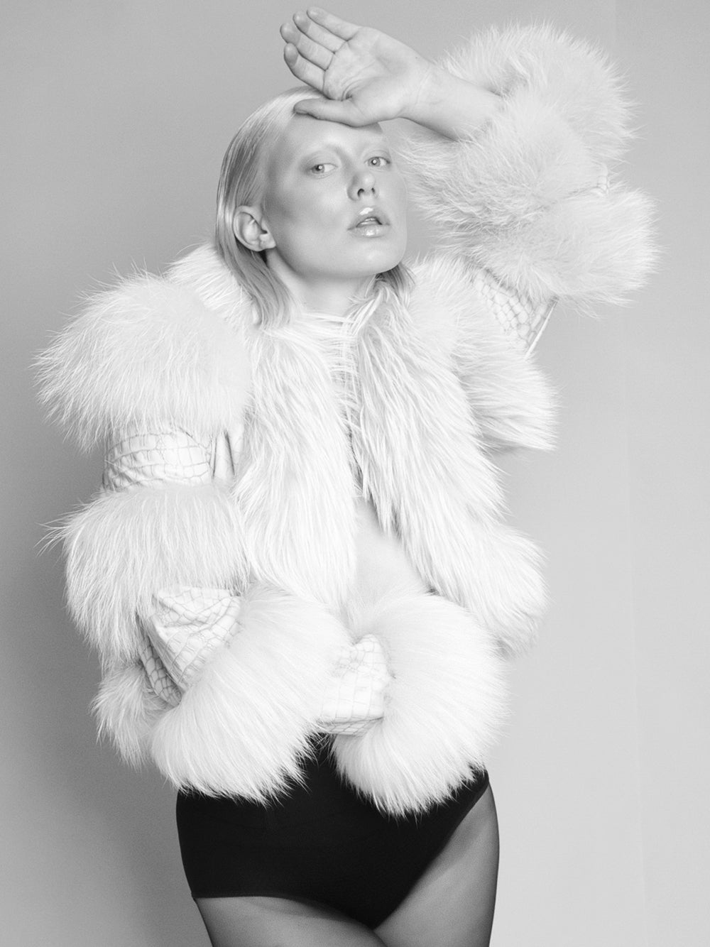 LITALY Fur Trim Leather Jacket in White 6