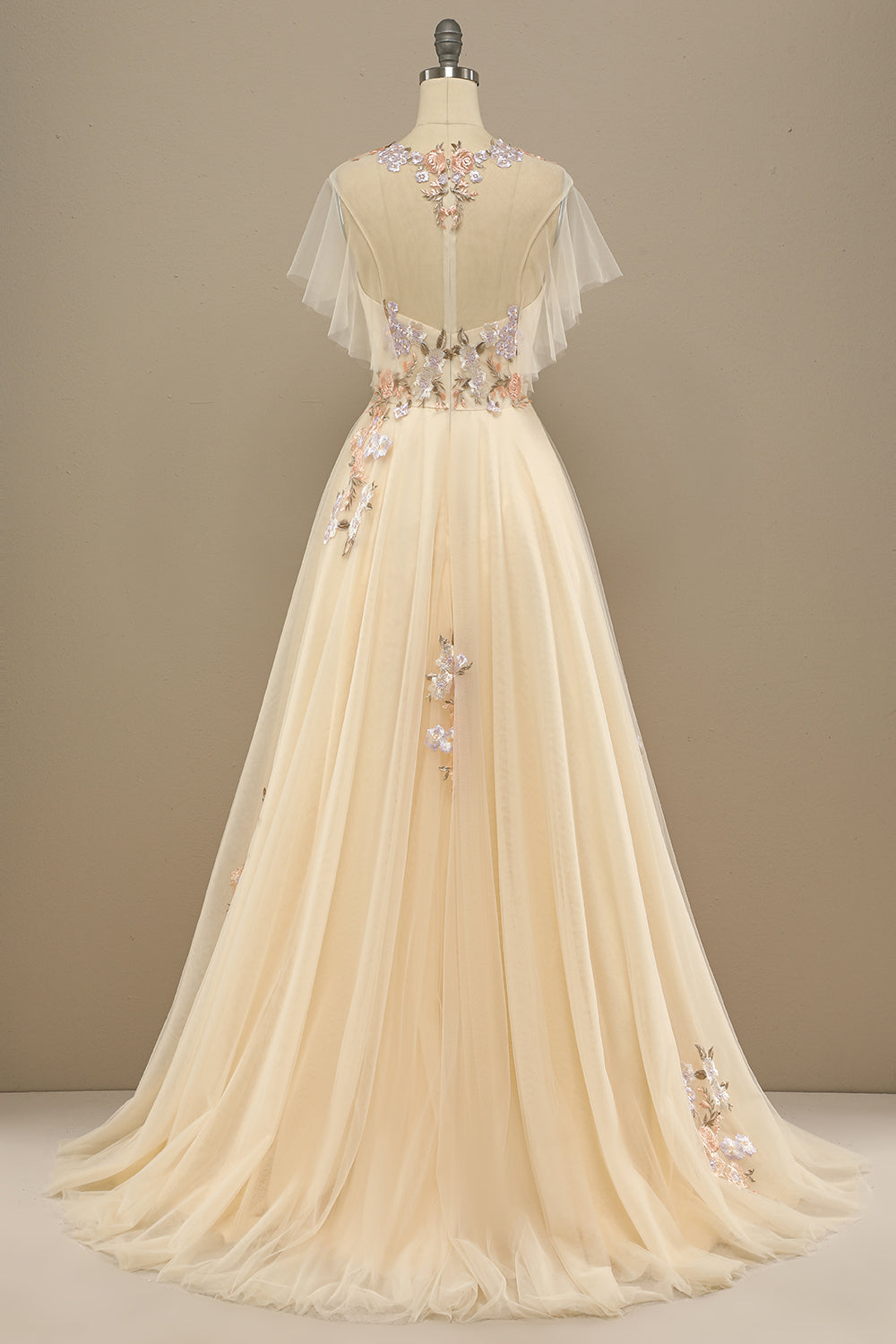 Yellow Long Prom Dress With Appliques - Fashionpara