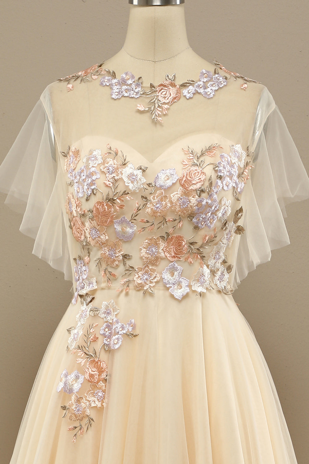 Yellow Long Prom Dress With Appliques - Fashionpara