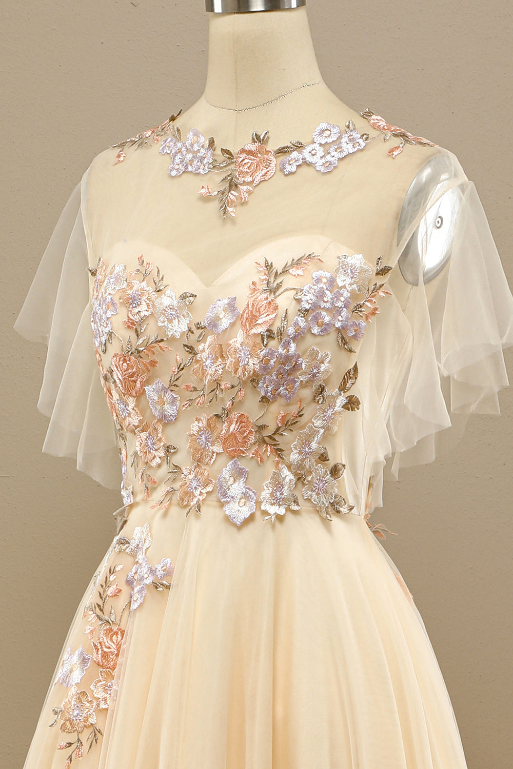 Yellow Long Prom Dress With Appliques - Fashionpara