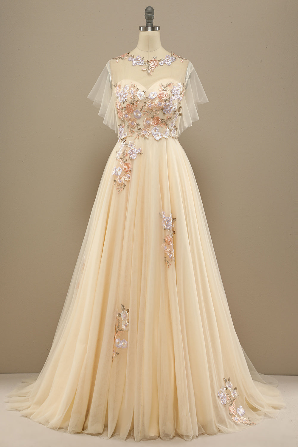 Yellow Long Prom Dress With Appliques - Fashionpara