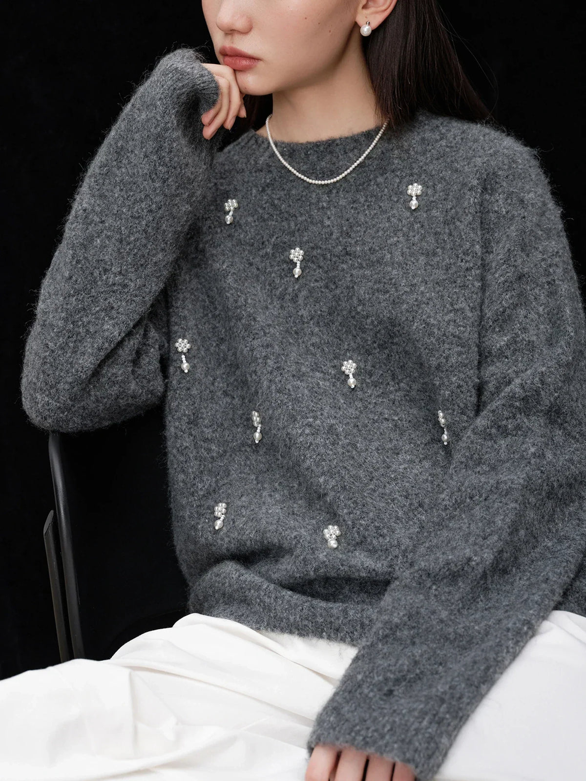Gray Casual Pullover Sweater