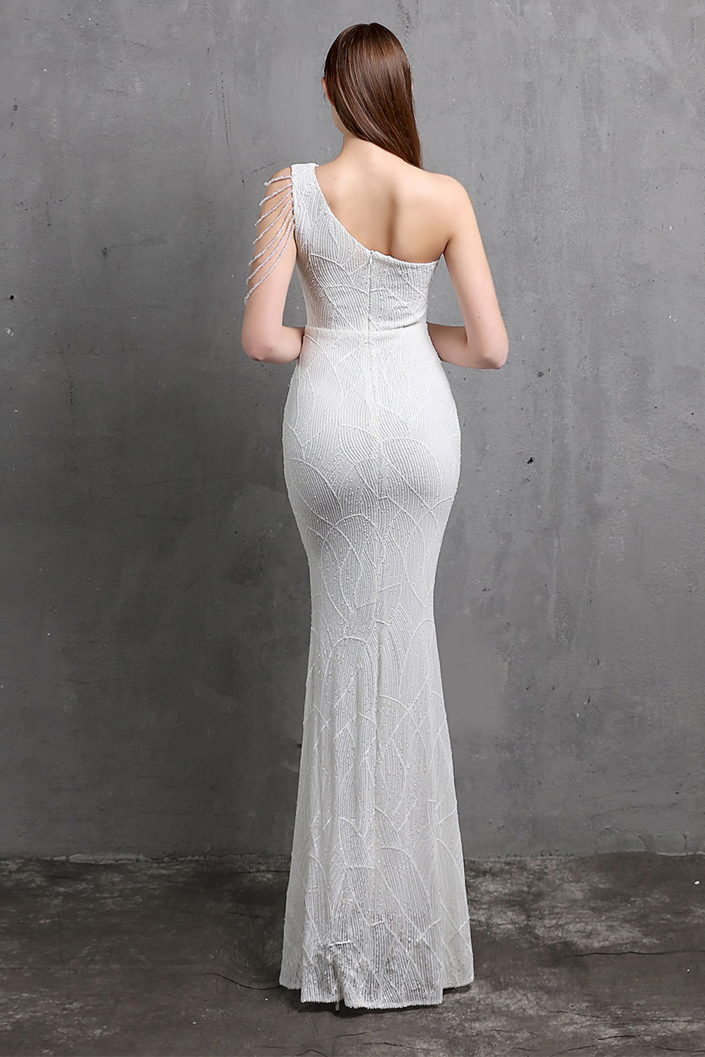 Gold Mermaid One Shoulder Sequin Prom Dresses - Fashionpara