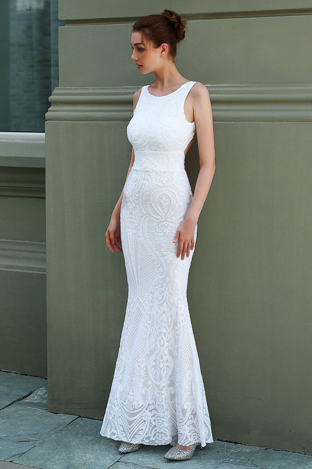 White Mermaid Formal Dress - Fashionpara