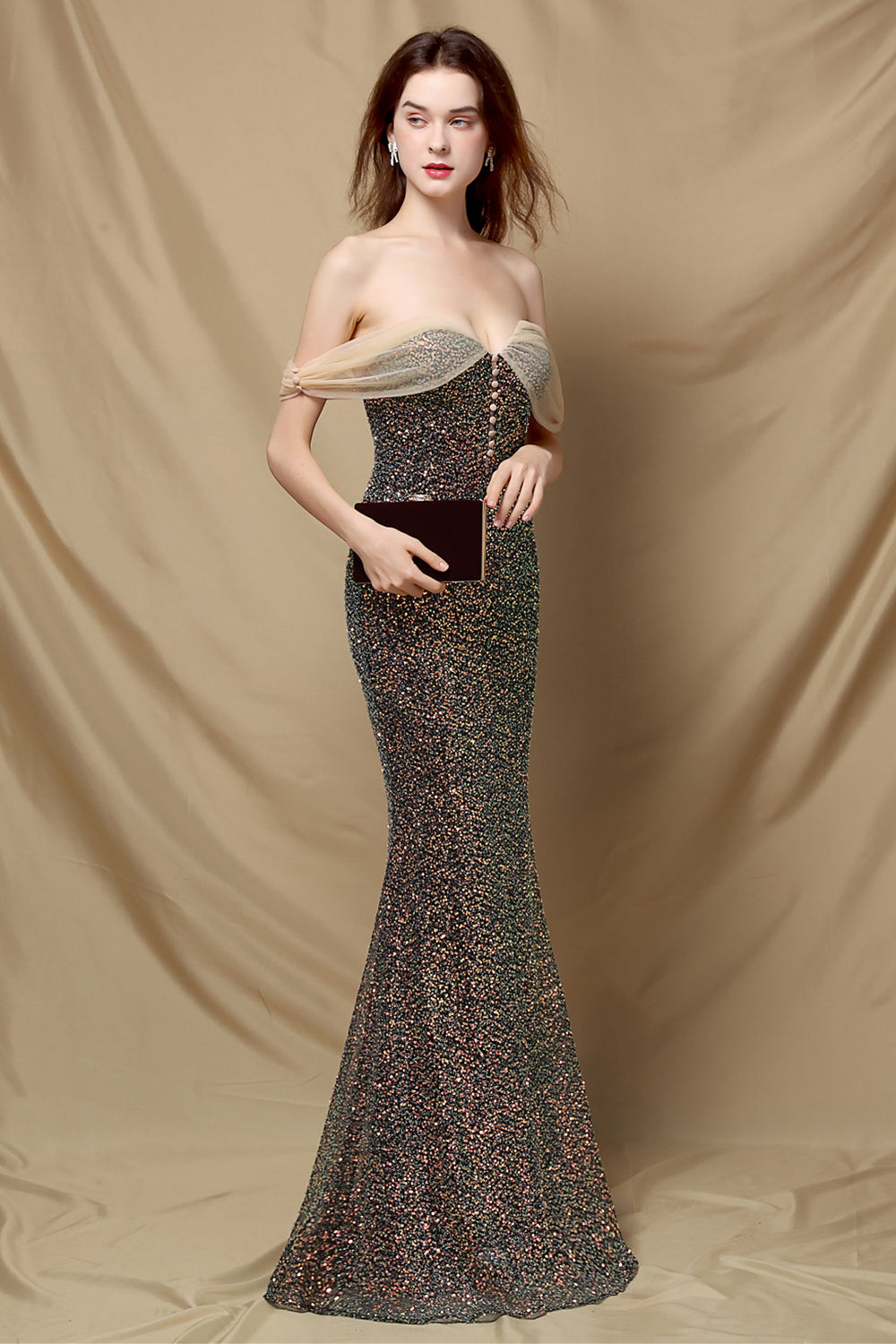 Off Shoulder Sequins Mermaid Prom Dress - Fashionpara