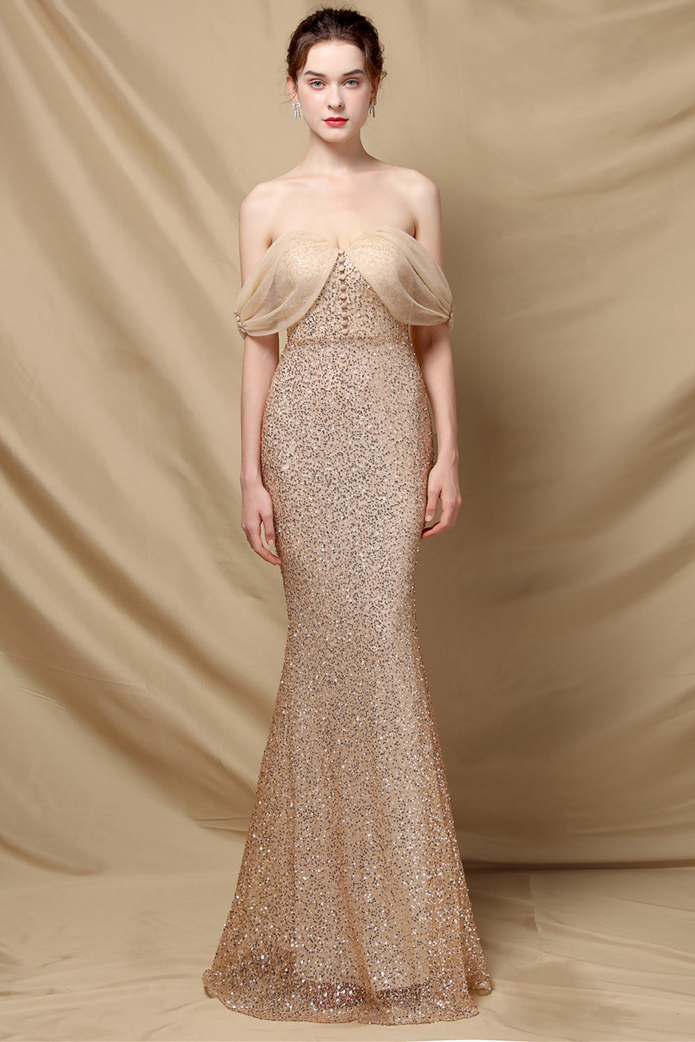 Off Shoulder Sequins Mermaid Prom Dress - Fashionpara