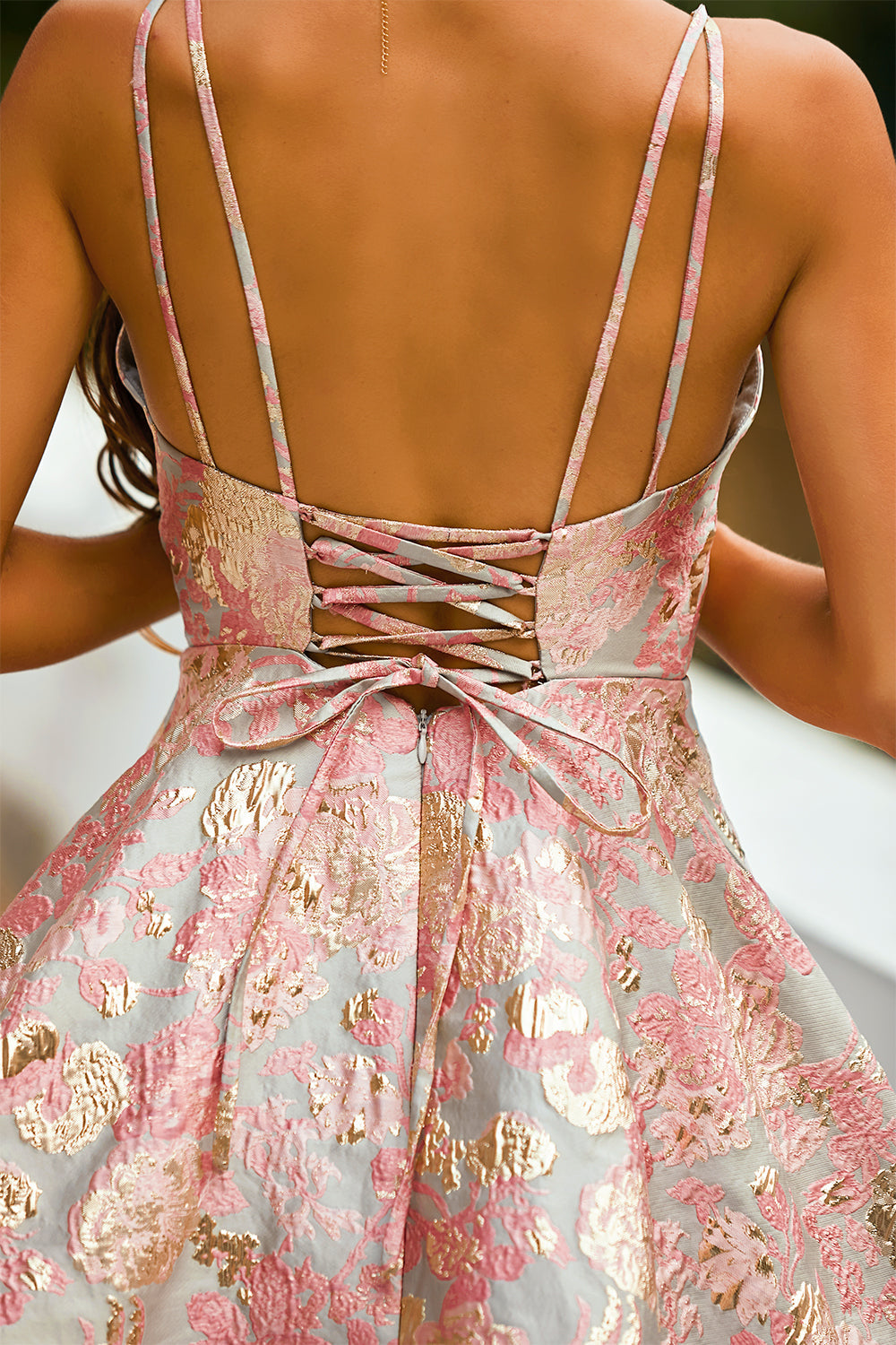 Pink Spaghetti Straps Short Homecoming Party Dress - Fashionpara