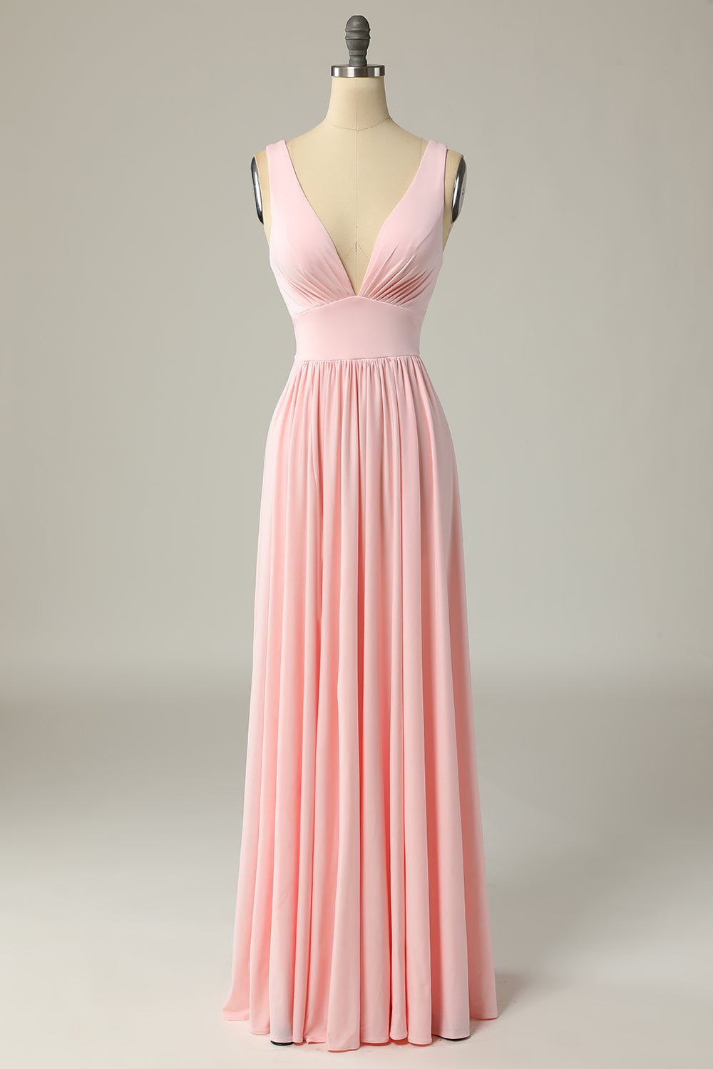 Classic A Line V Neck Yellow Long Prom Dress with Split Front - Fashionpara