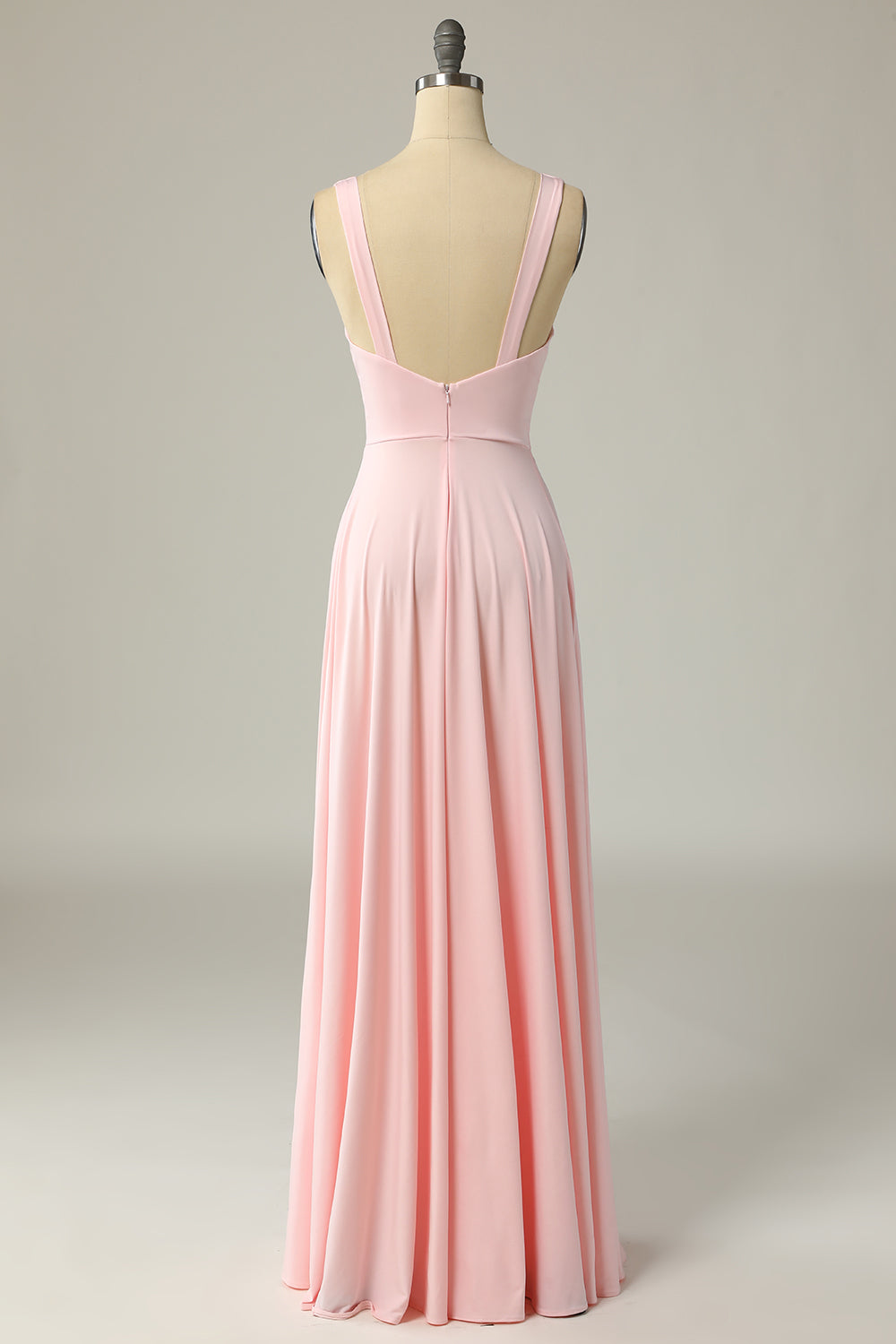 Classic A Line V Neck Yellow Long Prom Dress with Split Front - Fashionpara