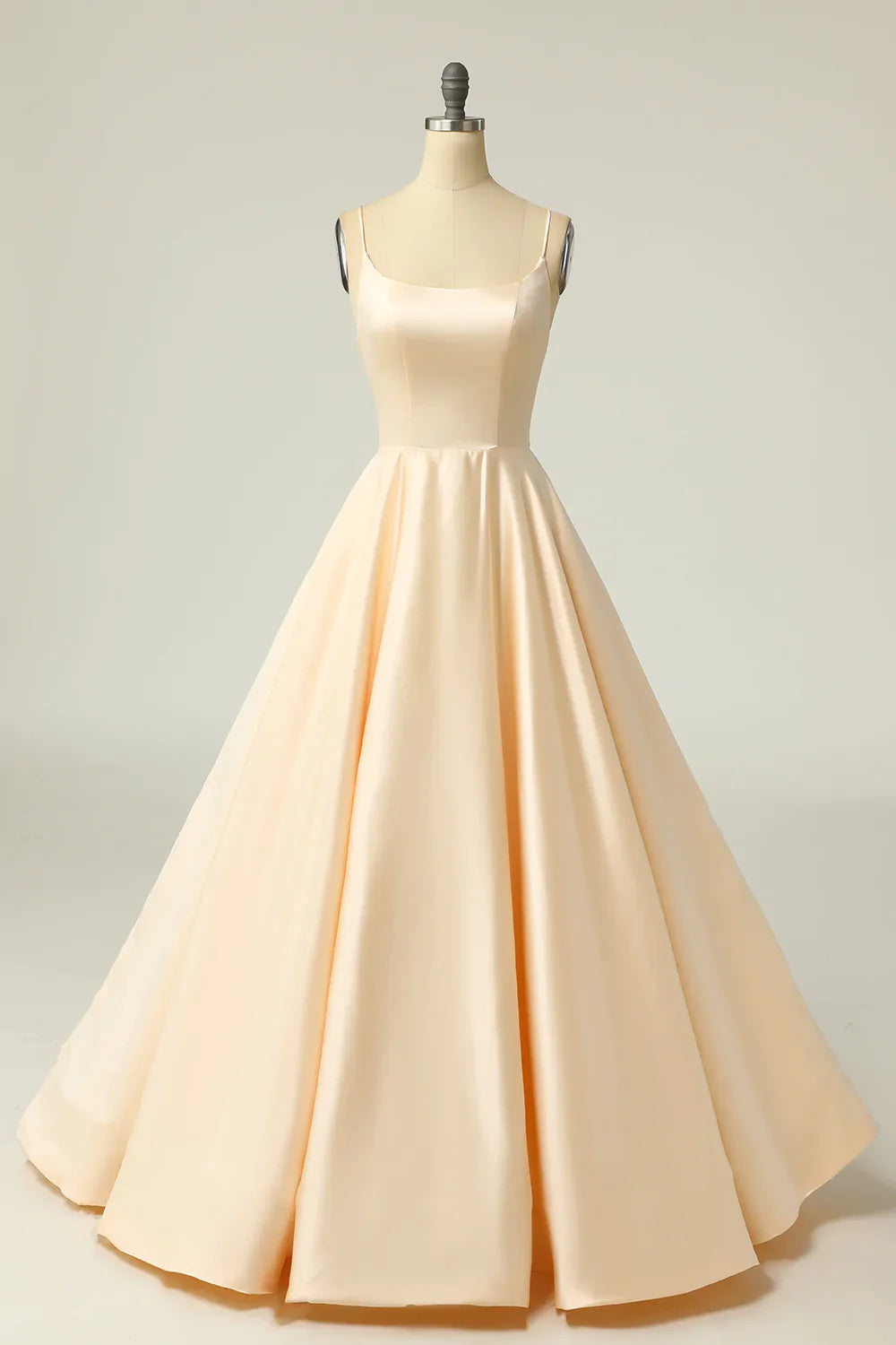 Royal Blue Backless Spaghetti Straps Satin Prom Dress - Fashionpara