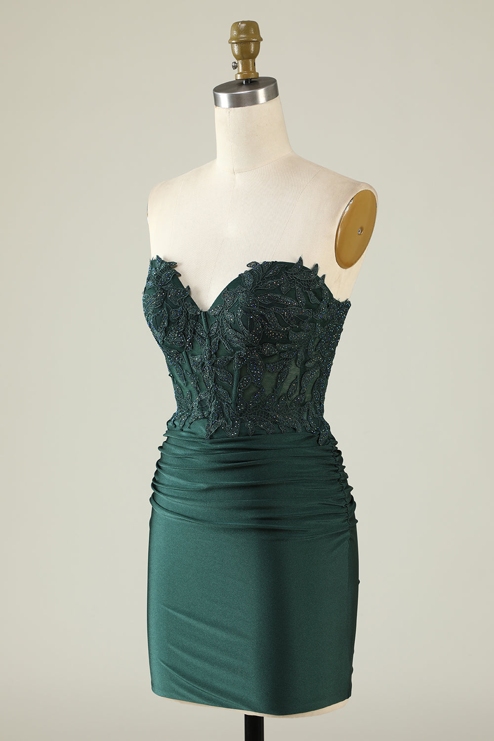 Strapless Dark Green Short Homecoming Dress with Beading
