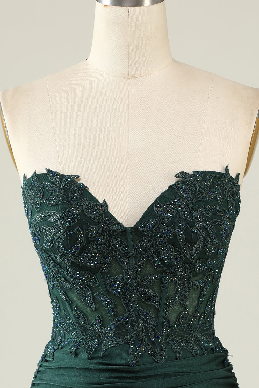 Strapless Dark Green Short Homecoming Dress with Beading