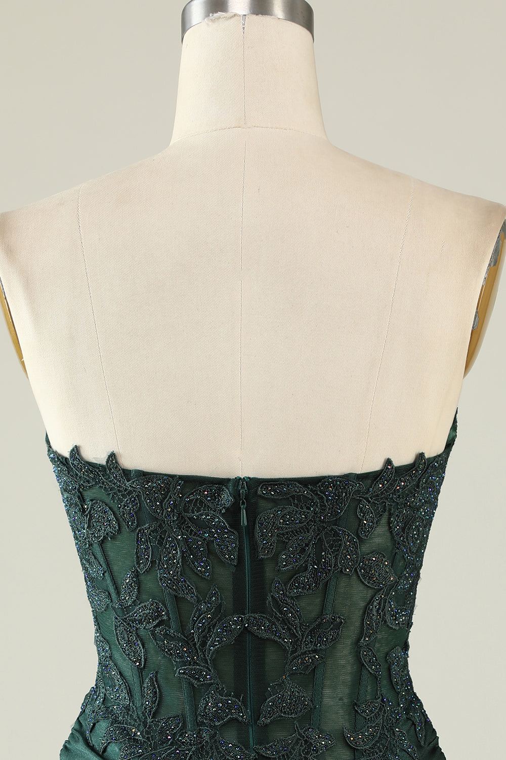 Strapless Dark Green Short Homecoming Dress with Beading