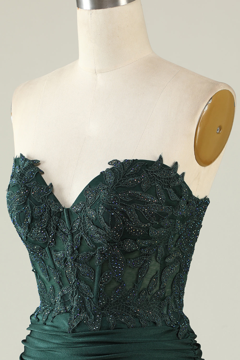 Strapless Dark Green Short Homecoming Dress with Beading