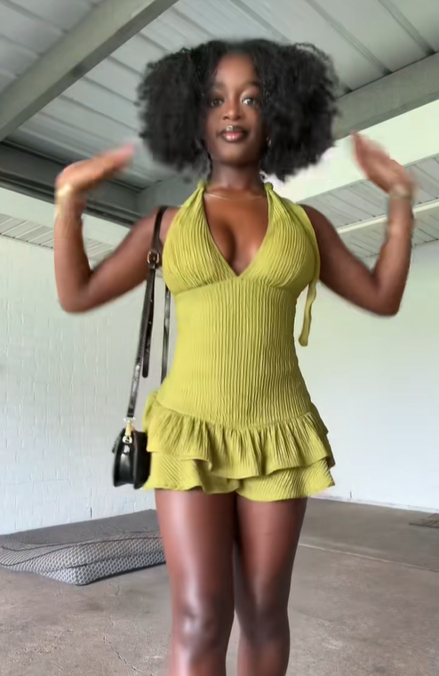 Sexy Olive Green Halter A Line Cocktail Dress 8th Grade Homecoming Dress S580