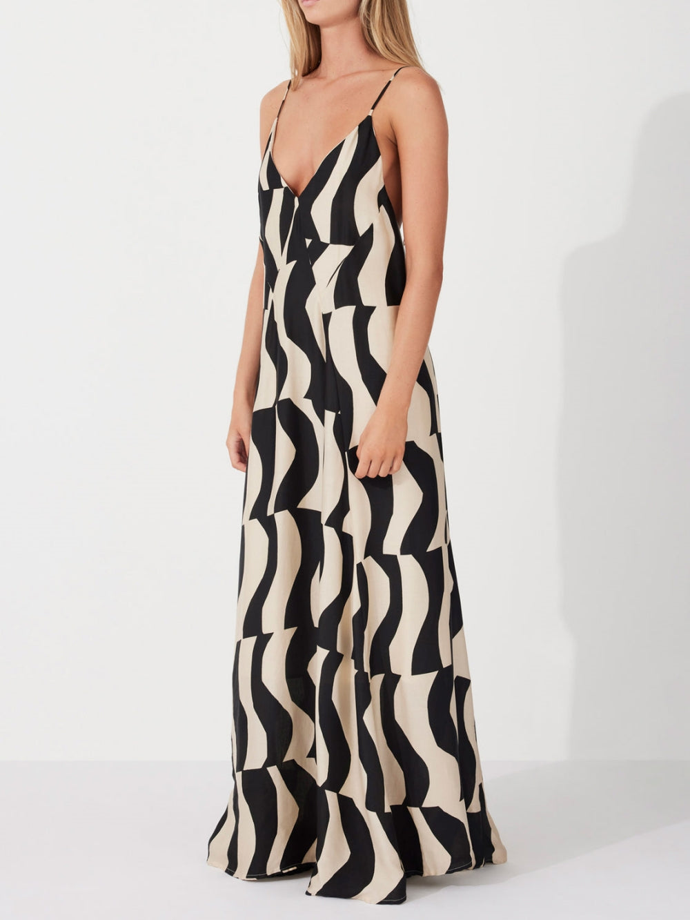 Geometric Print Spaghetti Strap Slip Maxi Dress 2