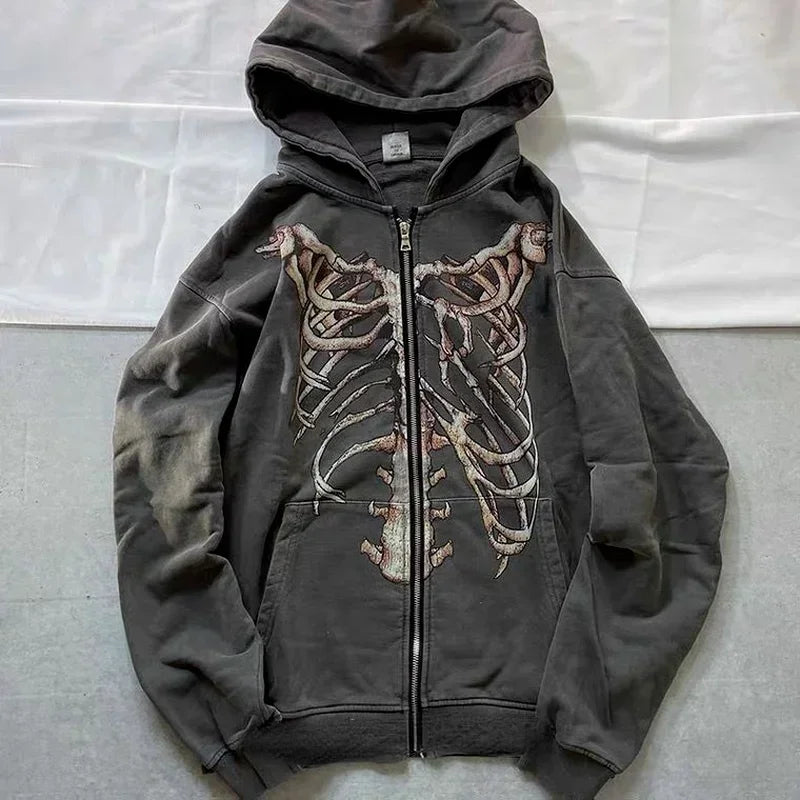 Gothic Long Sleeve Zipper Hoodie