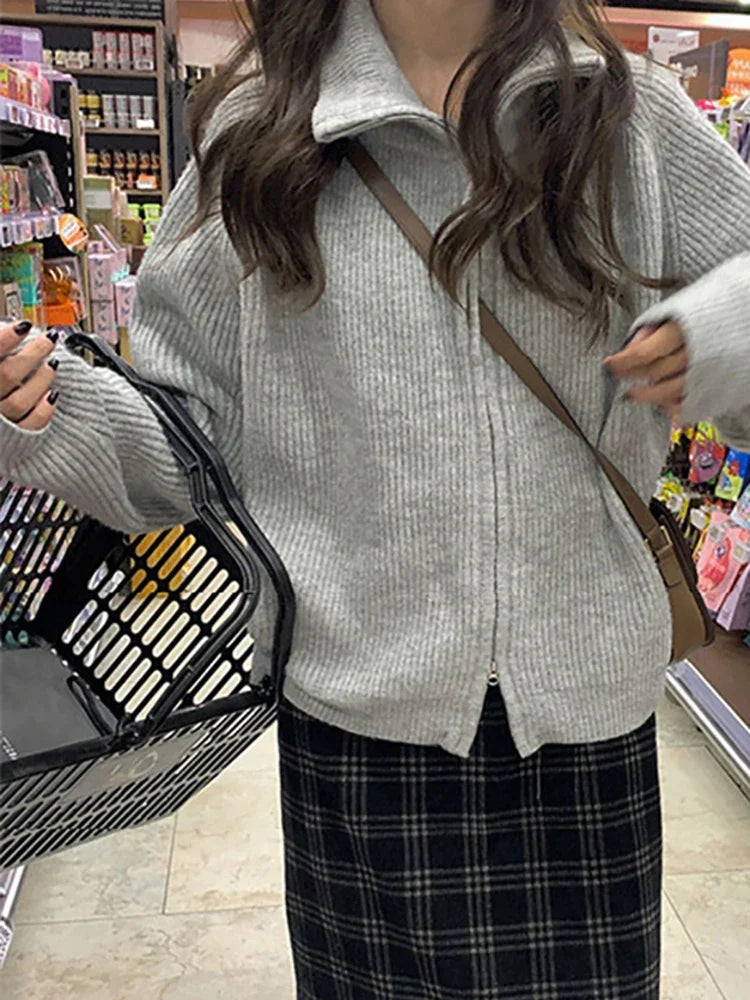 Zippered Knit Cardigan