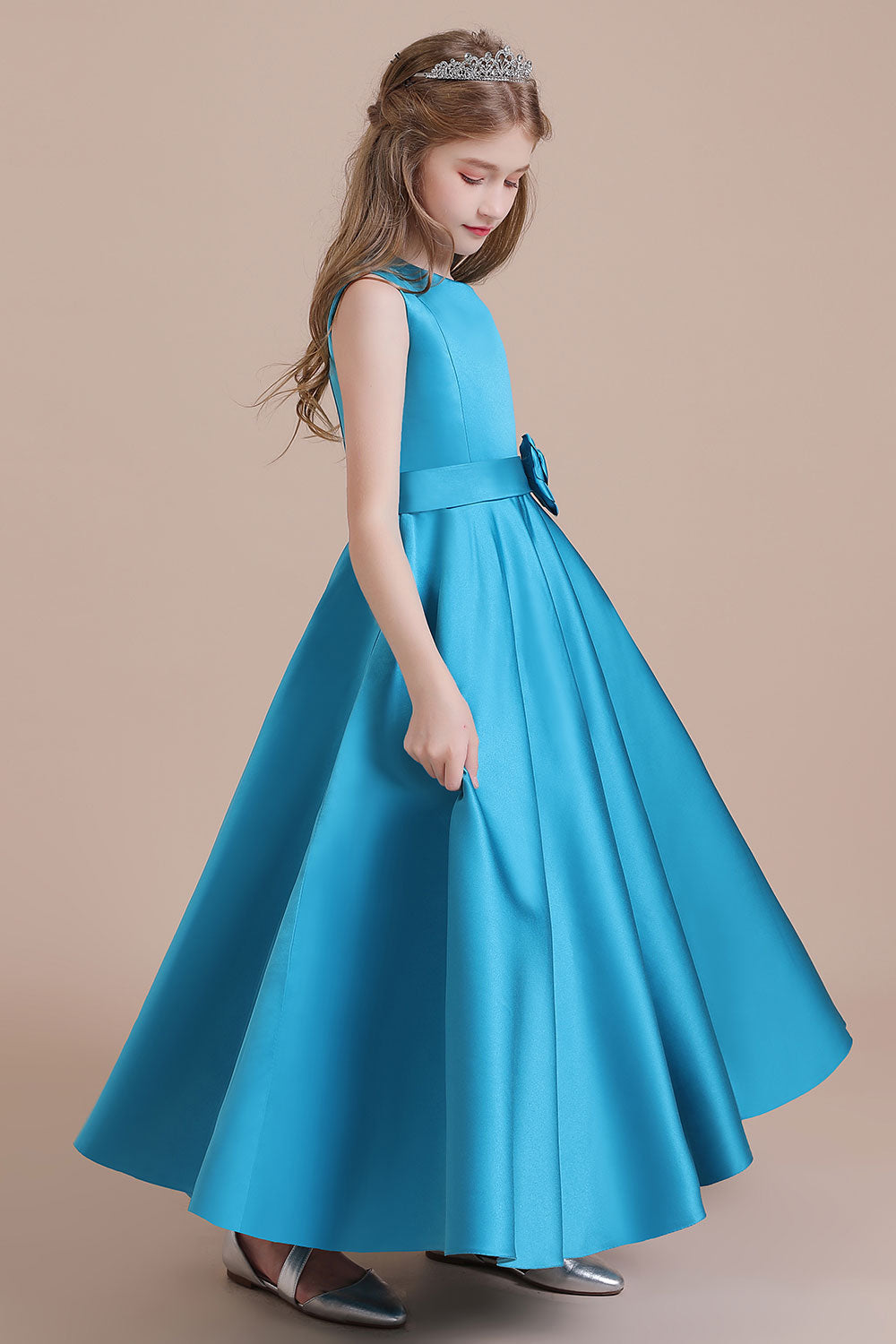 A-Line Awesome Satin Flower Girl Dress - Fashionpara