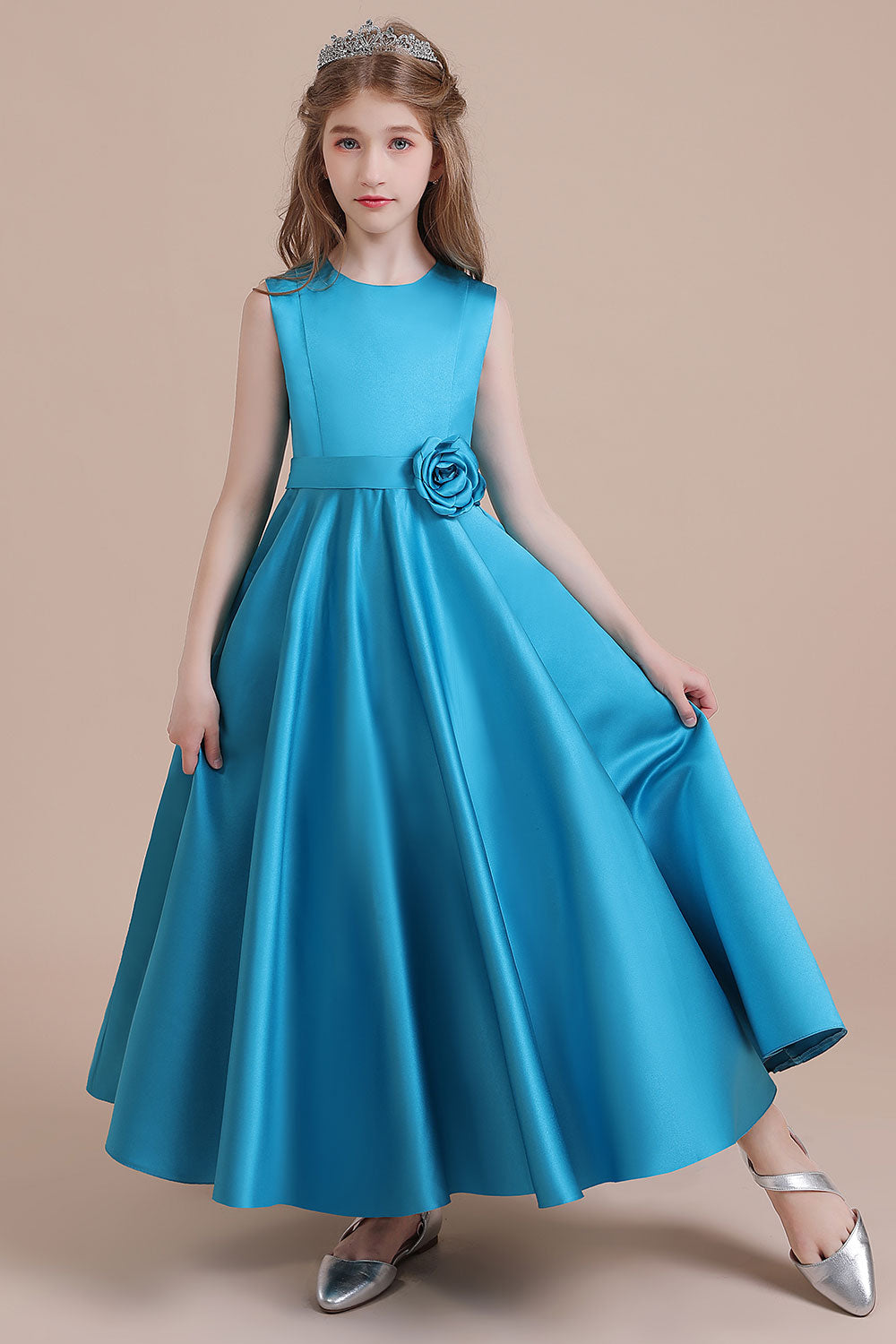 A-Line Awesome Satin Flower Girl Dress - Fashionpara