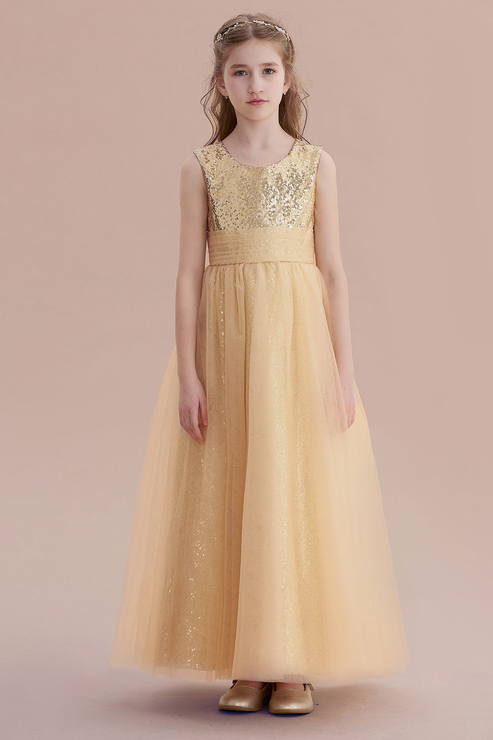 A-Line Awesome Sequins Tulle Flower Girl Dress - Fashionpara