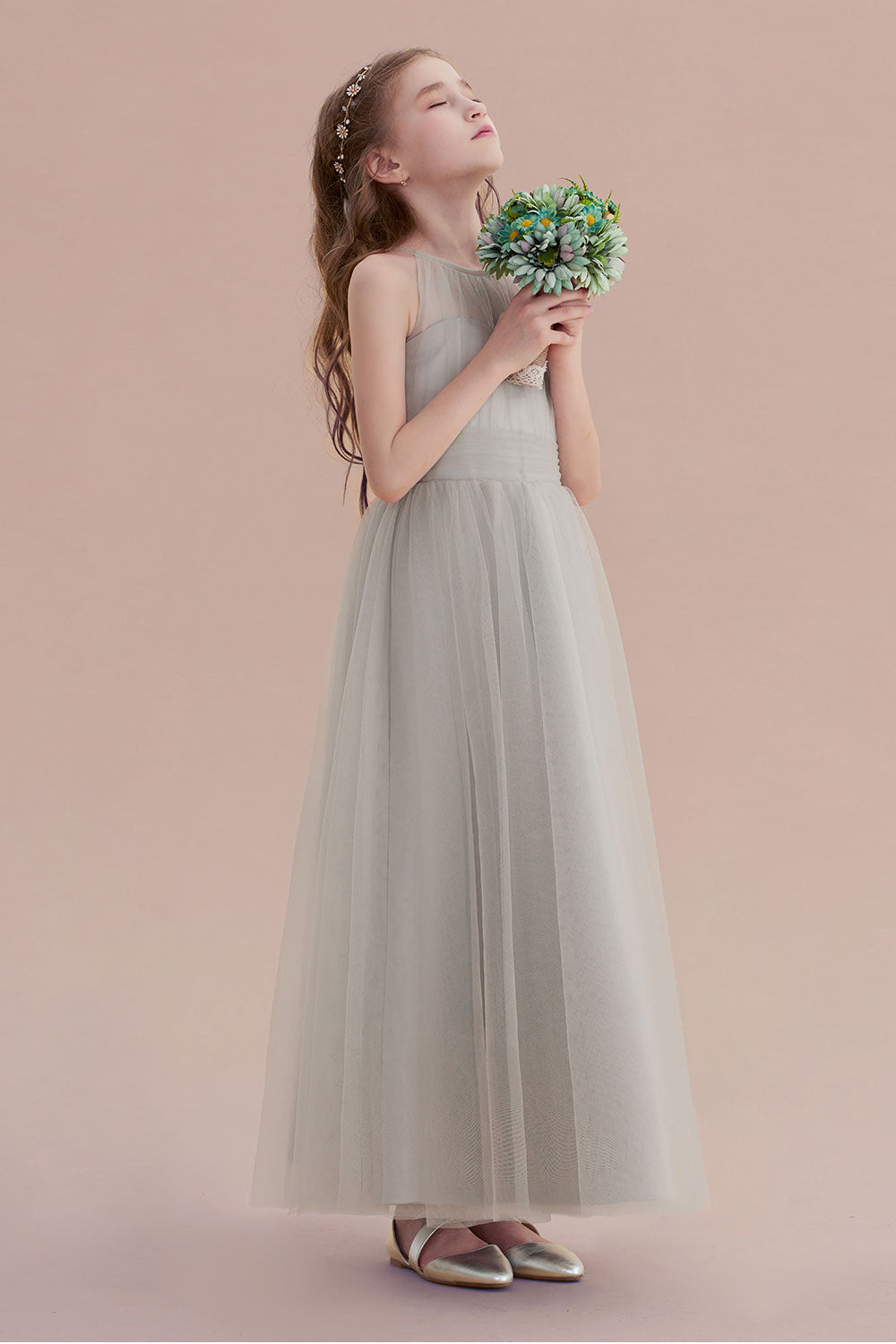 A-Line Chic Ankle Length Tulle Flower Girl Dress - Fashionpara