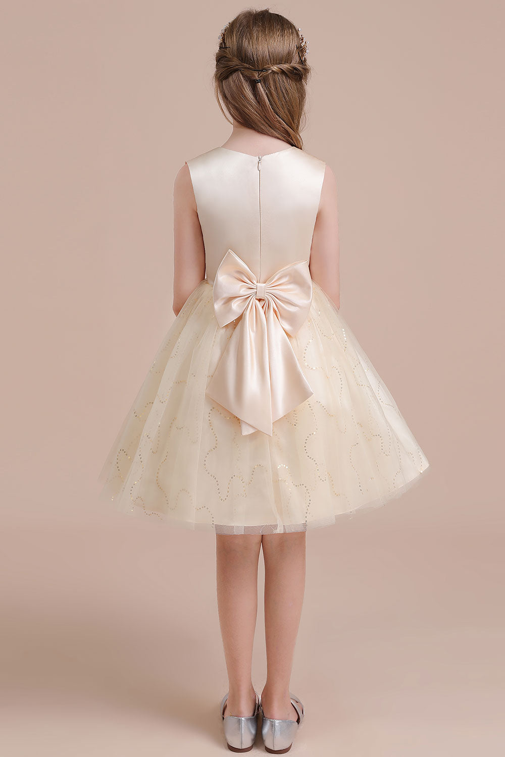 A-Line Cute Sequins Tulle Flower Girl Dress - Fashionpara