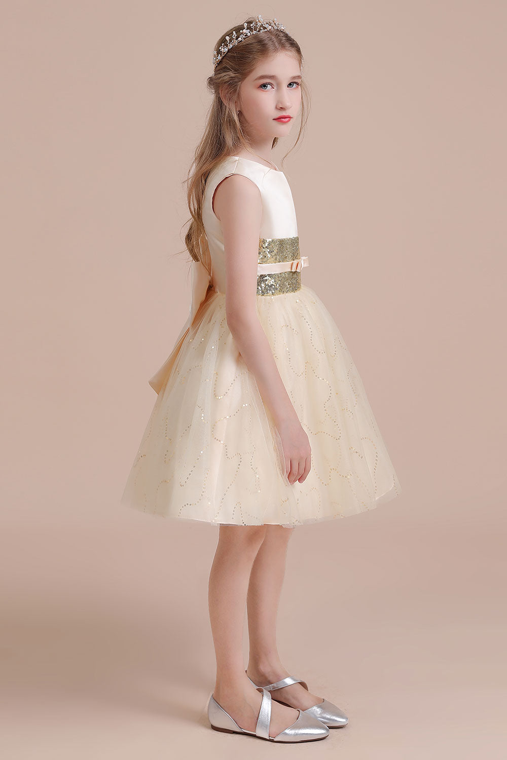 A-Line Cute Sequins Tulle Flower Girl Dress - Fashionpara