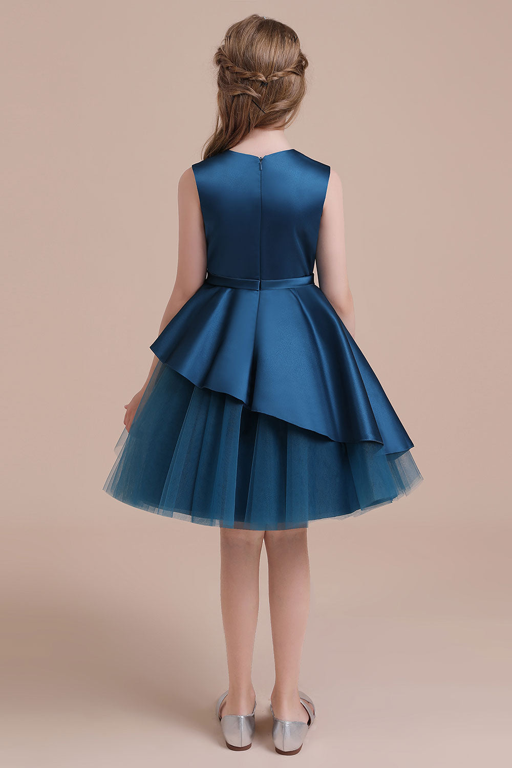 A-Line Embroidered Satin Tulle Flower Girl Dress On Sale - Fashionpara
