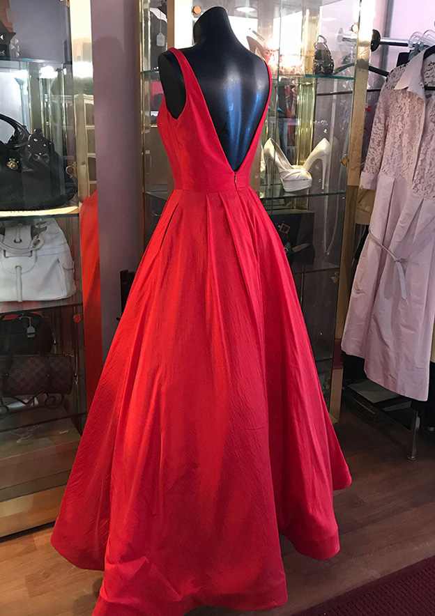 A-Line Square Neckline Regular Straps Long/Floor-Length Satin Prom Dress/Evening Dress - Fashionpara