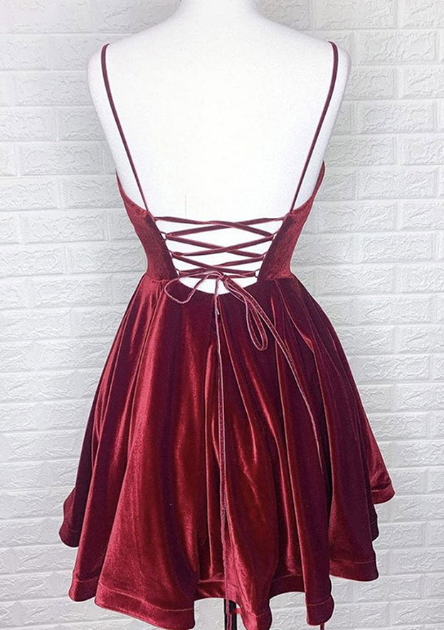 A-Line V-Neck Charmeuse Homecoming Dress - Fashionpara