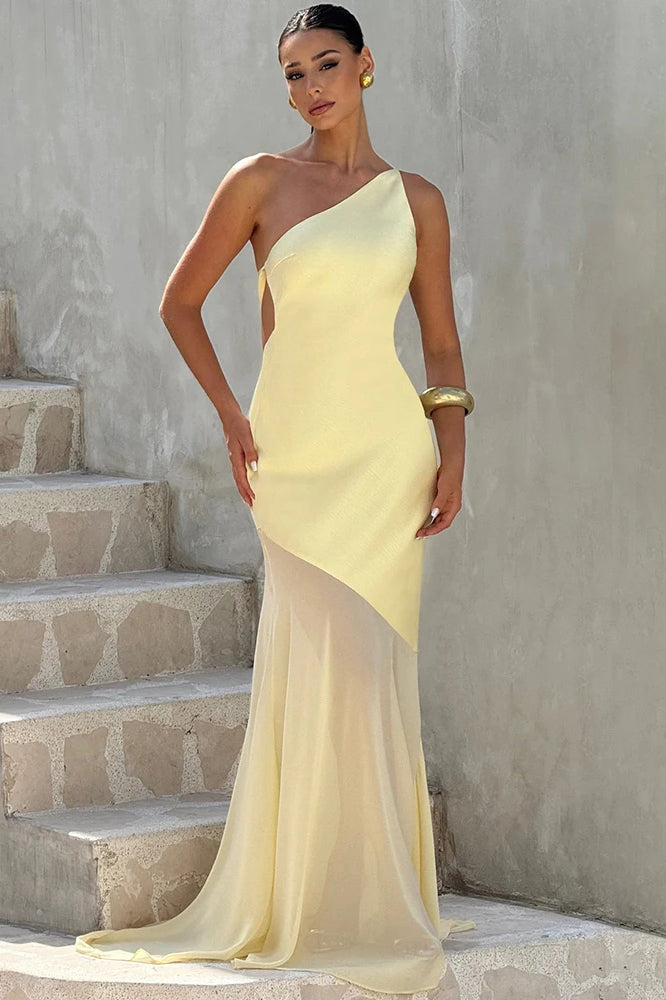 Mozision One Shoulder Backless Maxi Dress
