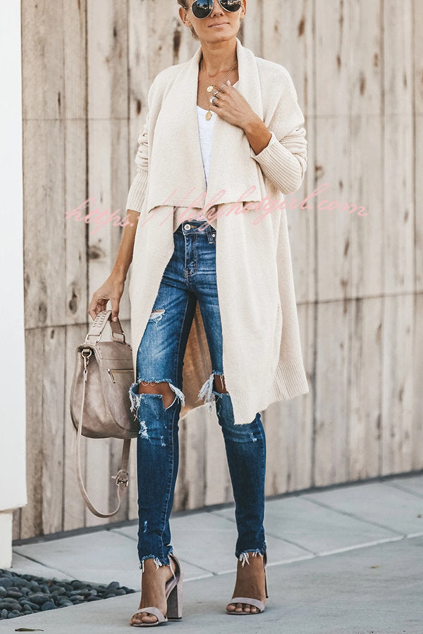 Lady Rin Oversized Drape Neckline Knit Cardigan for Comfort