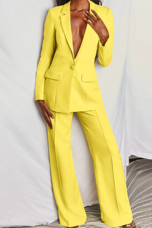 Smart Casual Blazer Pants Office Two Piece Set