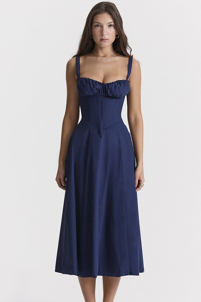 French Tie Waist A-Line Slip Dress