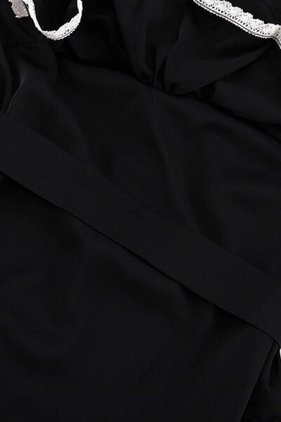 Ruffle Lace Trim Tiered Long Sleeve Mini Dress 8