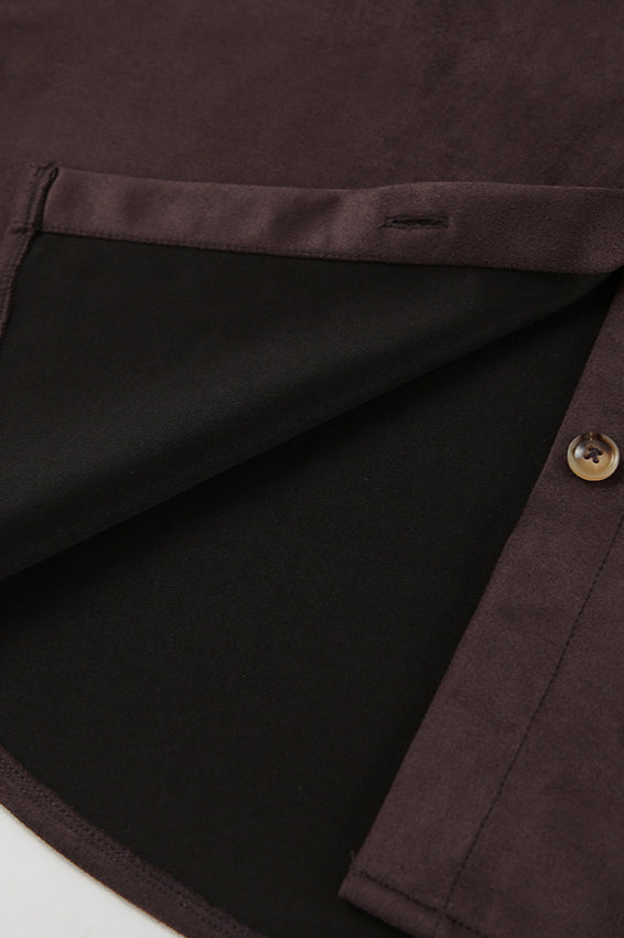 Chic Brown Suede Loose Blazer Coat for Effortless Style