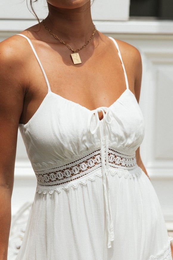 Lace Trim Sweetheart Tiered Flared Maxi Dress 5