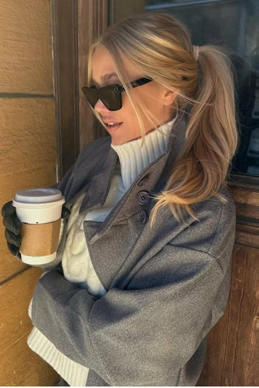 Chic Cropped Stand Collar Wool Coat - Fashionpara