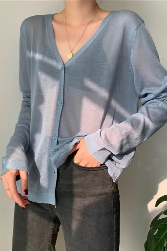 V-Neck Lightweight Knit Cardigan 4