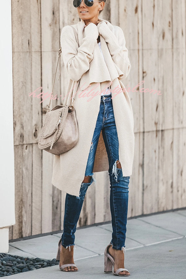 Lady Rin Oversized Drape Neckline Knit Cardigan for Comfort