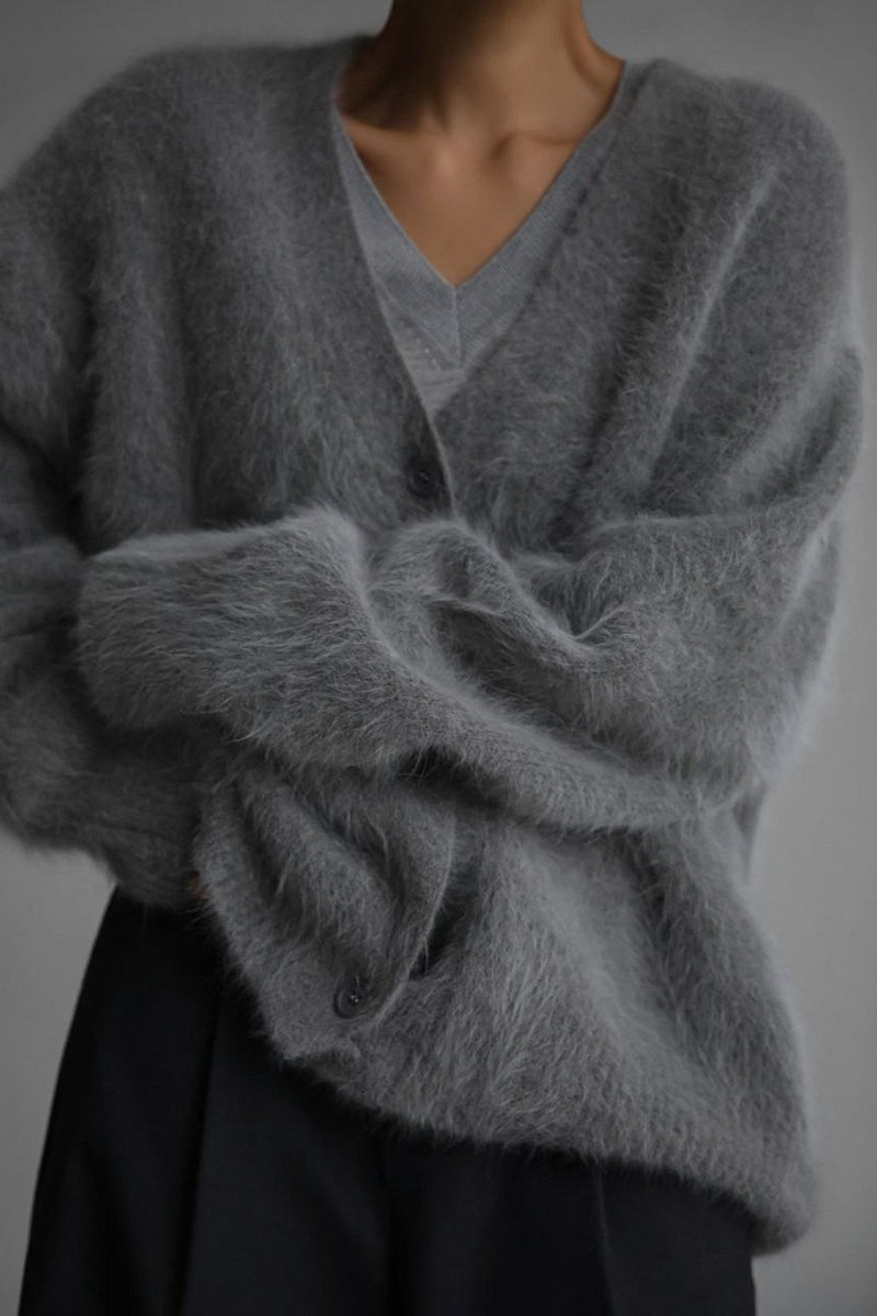 Plush V Neck Relaxed Button Knit Cardigan 10