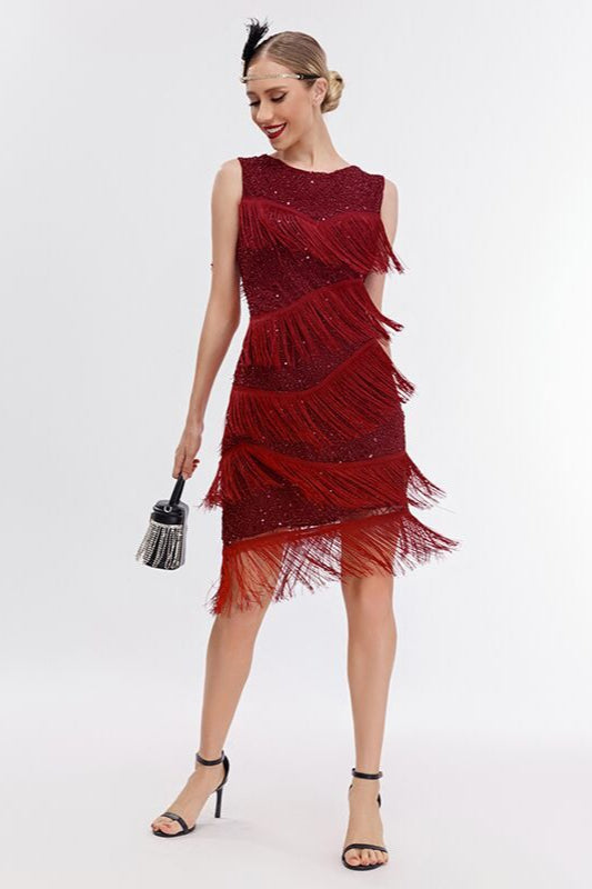 Vintage Beaded Fringe Party Dress