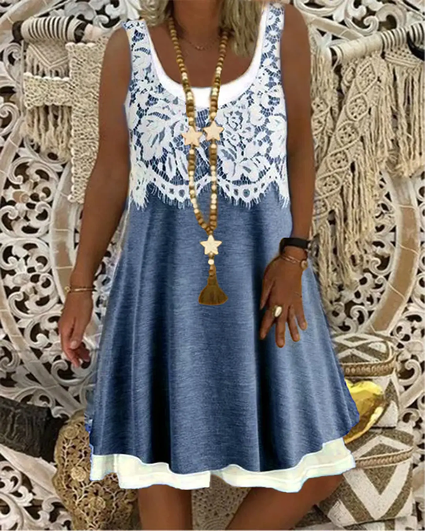 Sexy Round Neck Loose Printed Dress - Fashionpara